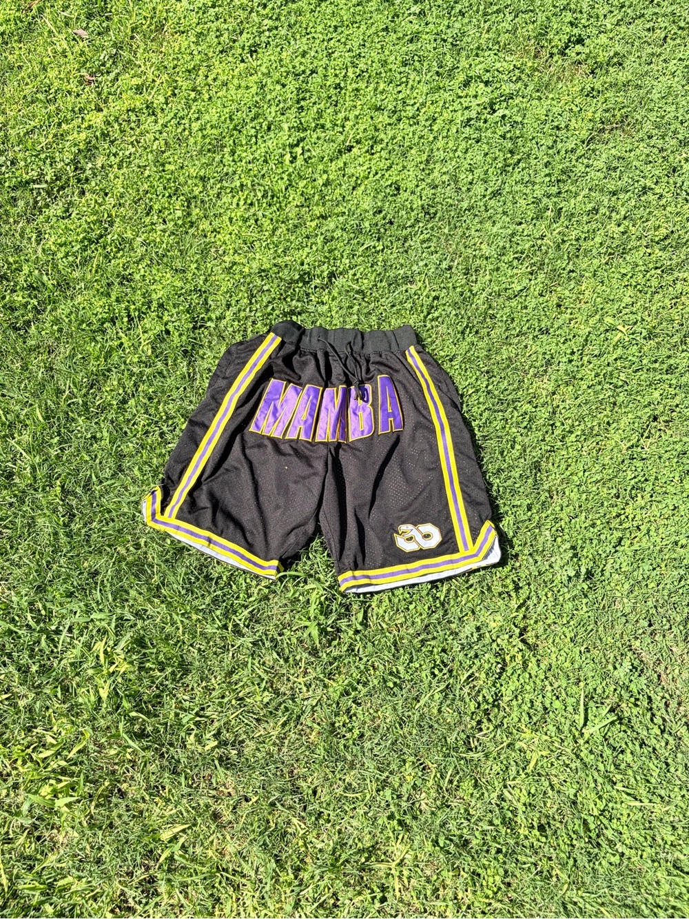 Just Don Black Shorts with Purple MAMBA and Yellow Trim